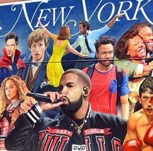 New York wall painting featuring a very diverse population