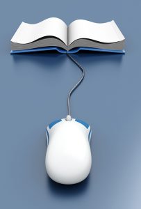 Digital mouse attached to a book.