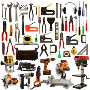 A Variety of Tools Isolated on a White Background